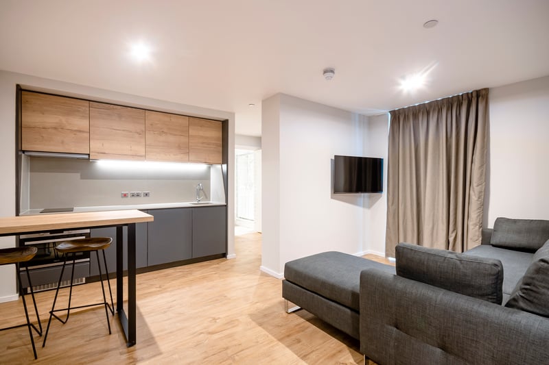 Each self-contained studio offers a comfortable double bed with a private bathroom, study area and fully-fitted kitchen. All utilities are included in the rent.