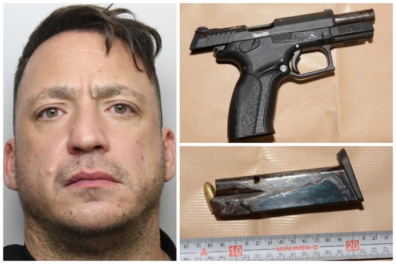 Ben Campbell, 40, of Heights Drive, Armley, was jailed for five years after admitting a charge of possessing an illegal firearm. It came after the Slovakian-made Grand Power pistol, along with a magazine of live ammunition, was found at property on Rossefield Approach, Bramley, last year. The occupant of the house was arrested and jailed for five years. Later, DNA on the trigger matched that of Campbell, who was also handed a five year jail sentence.