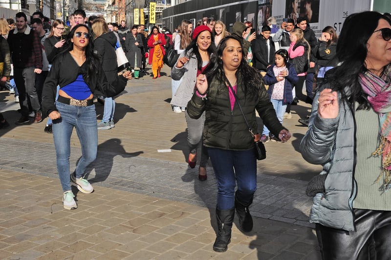 Organisers said they wanted to capture the essence of flash mobs often seen on New York's bustling streets, with the flash mob bringing a taste of Manhattan to Briggate.