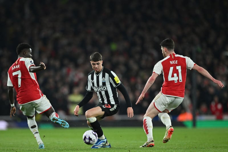 Arsenal played through the Newcastle midfield too easily and the youngster was not able to get on the ball much. 