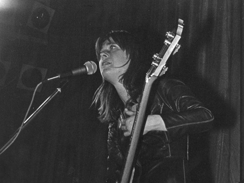 US rock singer Suzi Quatro performing at the Apollo Centre in Glasgow on her first headlining UK tour. 