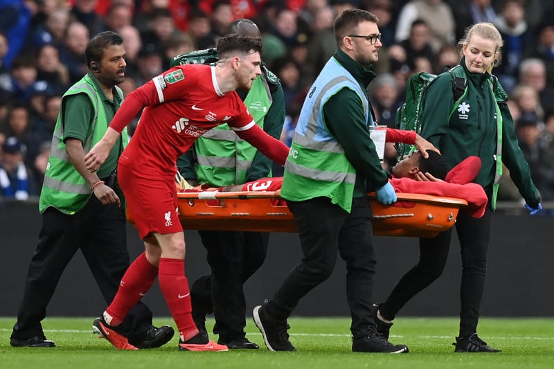 The Dutchman was stretchered off in the Carabao Cup final. Gravenberch has returned to training but much depends on whether he will be ready or kept until after the international break.