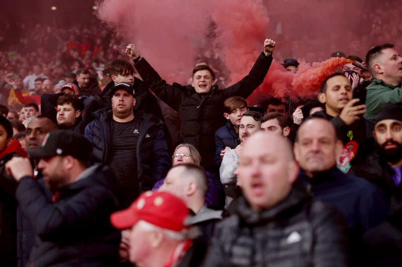 Liverpool fans celebrate the goal scored by Virgil van Dijk of Liverpool (not pictured) 