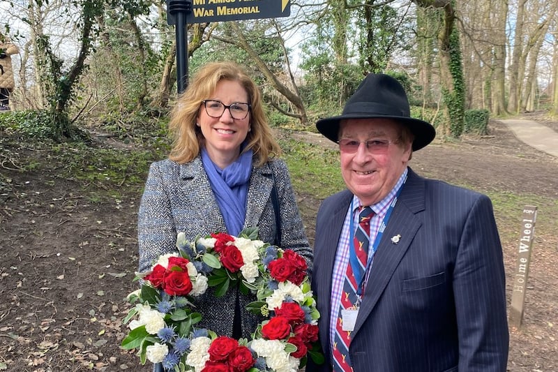 Cindy Harvey from the US Embassy with Stuart Carvell, chair of Sheffield RAFA.
He said: “The Embassy contributed greatly to the restoration appeal and also laid a rather beautiful wreath at the memorial site.”
Ms Harvey said: “We wanted to show our appreciation in person to the people of Sheffield for decades of honouring our war heroes.”
