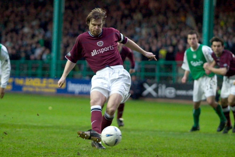 The former Hearts captain scored three goals in 25 games against Hibs, all of them penalties.