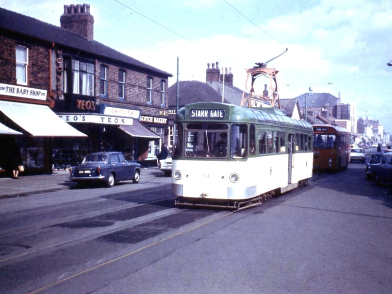 Lord Street, Fleetwood, in October 1966. A Blackpool tram is bound for Starr Gate. Photograph: D Hunt