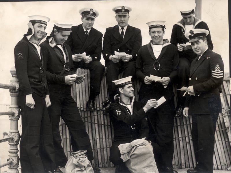 Sailors from HMS Blackpool still got their man when heavy seas cut them off from the ship during their visit to Blackpool in 1965