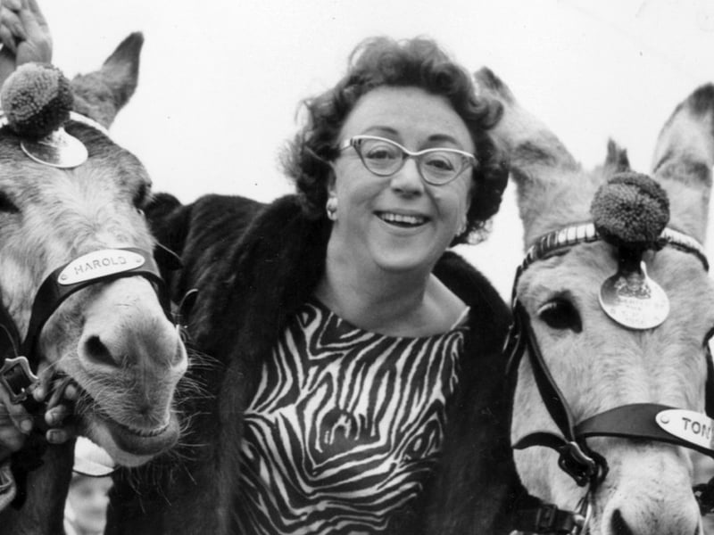 Thora Hird on Blackpool beach in 1965