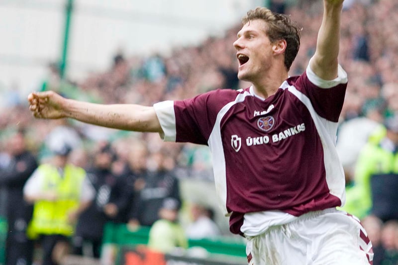 Faced Hibs seven times between 2006 and 2008 and scored three goals, including a double in a 2-2 draw at Easter Road in October 2006.