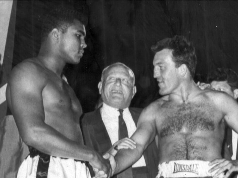 Brian London face to face with Cassius Clay (later Muhammad Ali) in 1966