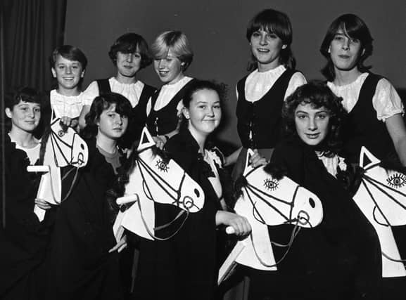 Millfield School, Thornton
Maypole girls with horses in the medieval festival scene from their Christmas play in 1982