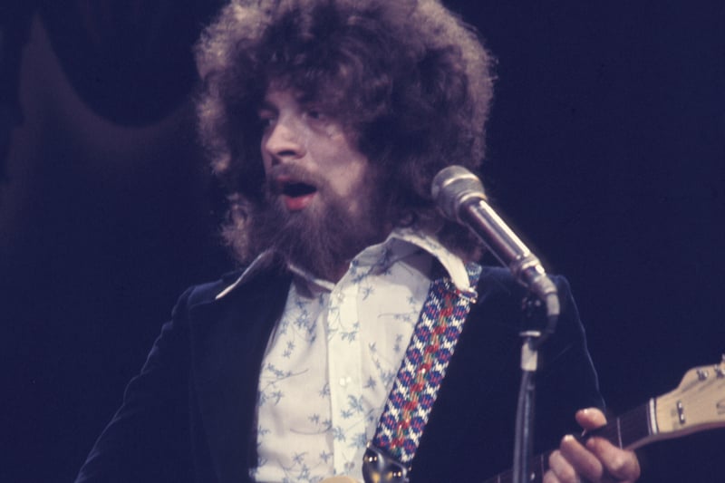 Jeff Lynne of Birmingham band Electric Light Orchestra (aka ELO) playing guitar on BBC TV show 'Top Of The Pops', London, UK, 14th February 1973.