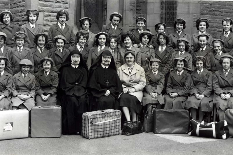 Members of Sacred Heart School,Talbot Road Blackpool before leaving on a 10 day holiday to rome and other parts of Italy, 1961