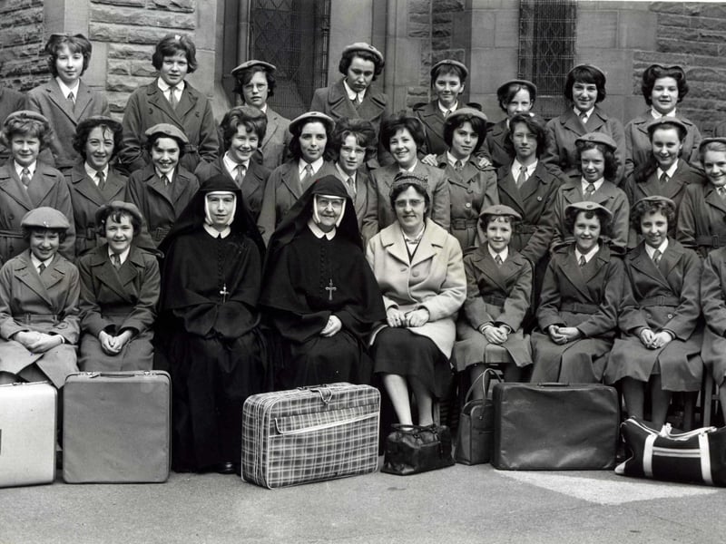 Members of Sacred Heart School,Talbot Road Blackpool before leaving on a 10 day holiday to rome and other parts of Italy, 1961