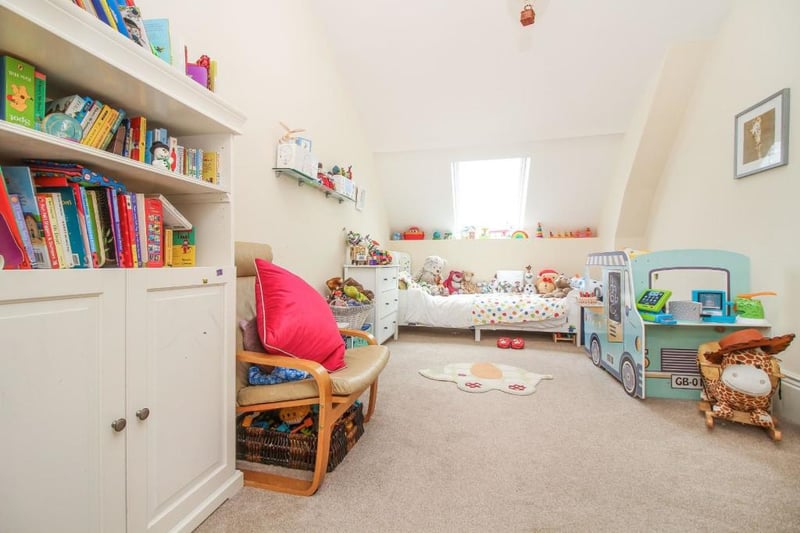 The property is the perfect setting for a family home, with five bedrooms and space for a play room.
