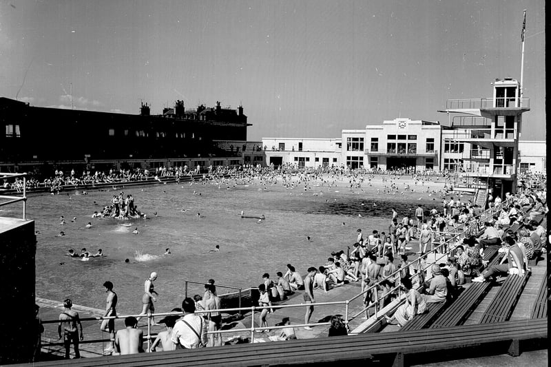 Portobello Open Air Pool was opened in Portobello, Edinburgh on May 30, 1936 at a cost of £90,000. The pool could accommodate 1,300 bathers and 6,000 spectators. The pool was open from May until September every year,  with the 1979 season the last, before demolition was approved in 1988.