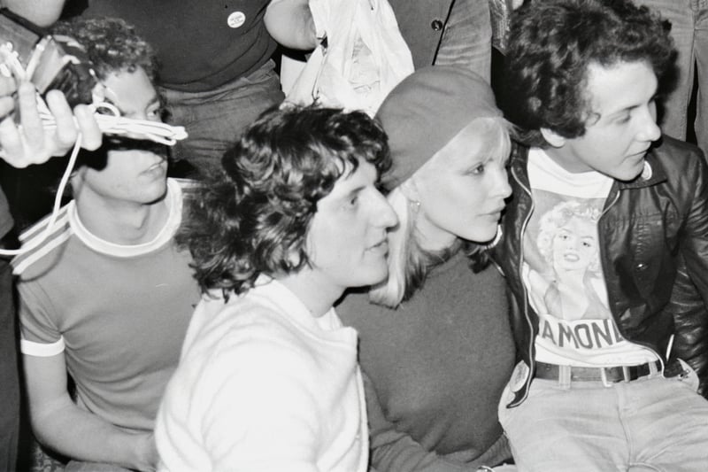 Here is Debbie Harry pictured in the crowd at Strathclyde University watching the Ramones in 1977. The following year she would return to the venue with Blondie on their UK Tour 1978. The setlist included "X Offender" and "In The Flesh". 