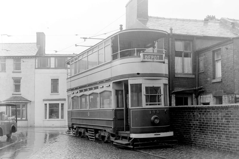 Standard tram No 144, seen here outside the Blundell Street depot in Blackpool. The Standard class trams were built between 1922 and 1929 and scrapped between 1940 and 1967. However the Marton double decker tram No 144 (built in 1925) was sent to Boston as a gift from Blackpool Corporation to the New England Electrical Tramway Historical Society museum in March 1955