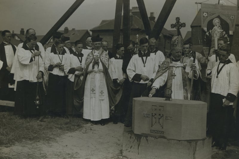 St Stephens On The Cliffs, Church, North Shore, Blackpool
The Bishop of Manchester lays the foundatin stone, of the new church of St Stephens
