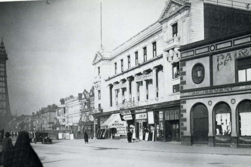 Fairyland at the junction of Central Promenade and Chapel Street in 1925. The building with the white facade once housed, at different times, a cafe area, hall, shops and the Ritz Cinema.