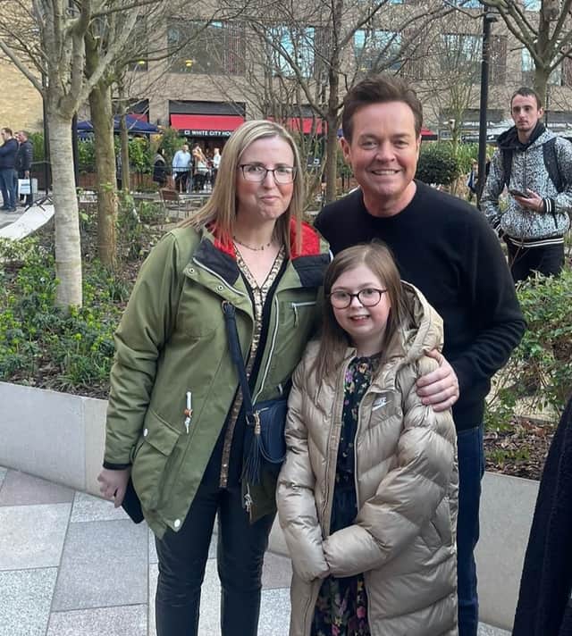 Hollie Kyle, 11, from Barnsley, won a family holiday on Ant & Dec's Saturday Night Takeaway to celebrate her incredible fundraising for Sheffield Children's Hospital Charity. Here, while waiting for the show Hollie and mum Laura, met TV personality Stephen Mulhern and got a photo.