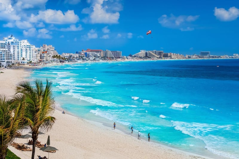 It takes a hefty 10 hours to fly to the Mexican coastal city of Cancun from Edinburgh with Tui. Your reward is March temperatures nudging 30C - the perfect weather to enjoy the palm tree-fringed beaches.