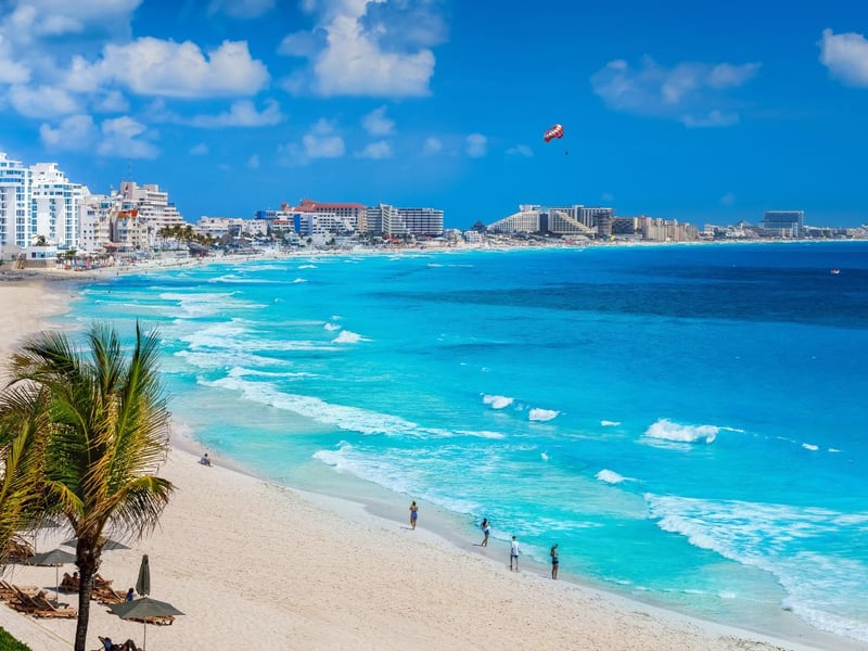 It takes a hefty 10 hours to fly to the Mexican coastal city of Cancun from Edinburgh with Tui. Your reward is February temperatures nudging 29C - the perfect weather to enjoy the palm tree-fringed beaches. It barely gets down below 20°C at night.