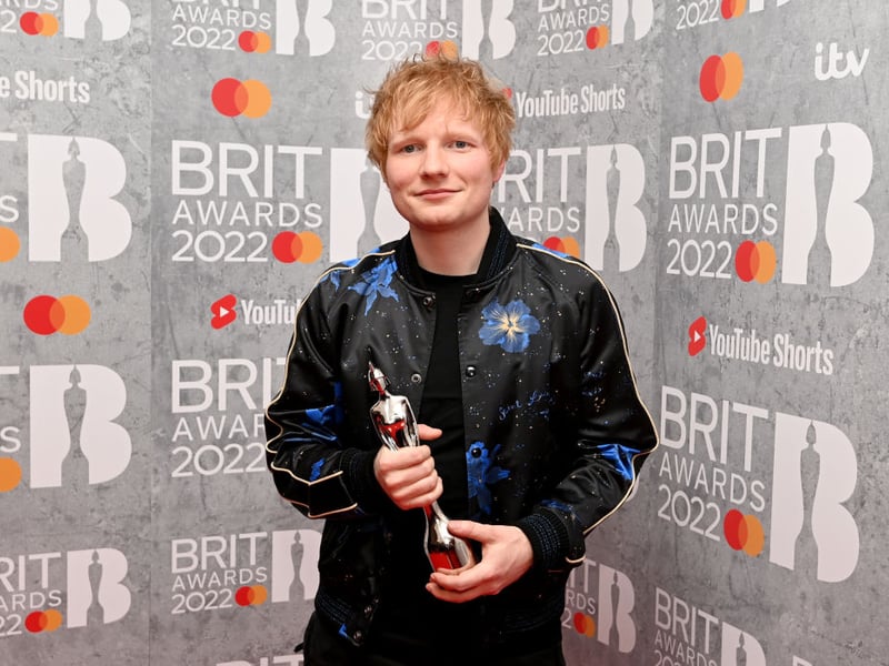 Ed Sheeran's win for Singwriter of the Year in 2022 brought his Brits tally up to seven.