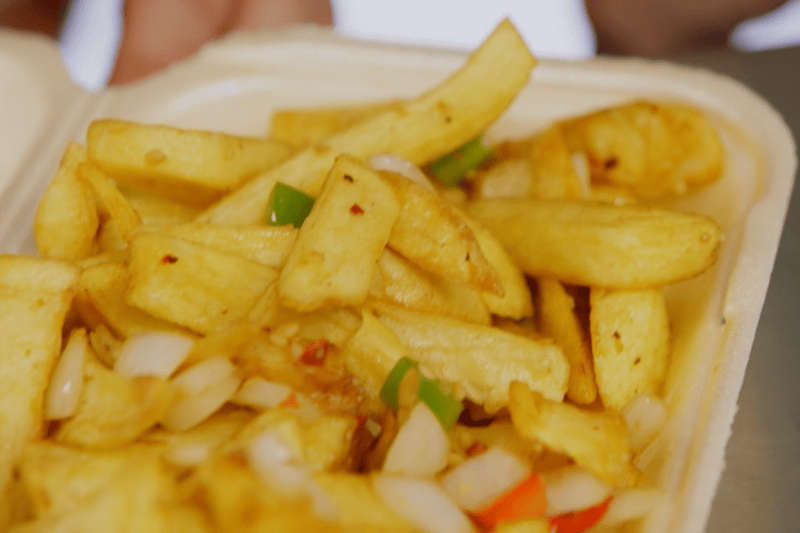 Hairy Bikers Dave Myers and Si King paid a visit to Liverpool and tried salt and pepper chips at Chris's Chippy. The pair praised the 'tasty' chips, which are served with plenty of peppers and onions. 📍 Chris's Chippy, Rose Lane, Liverpool L18 8AD