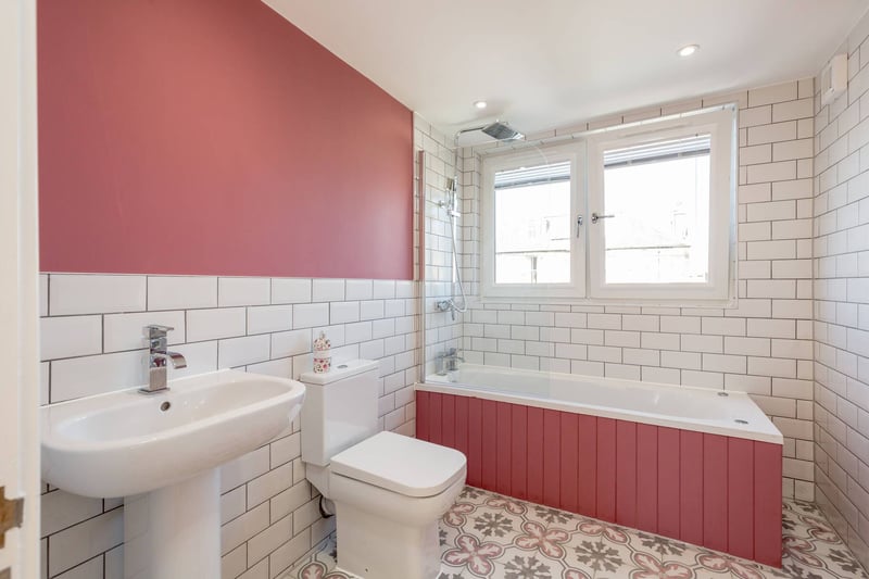 Situated on the upper floor is this family bathroom.