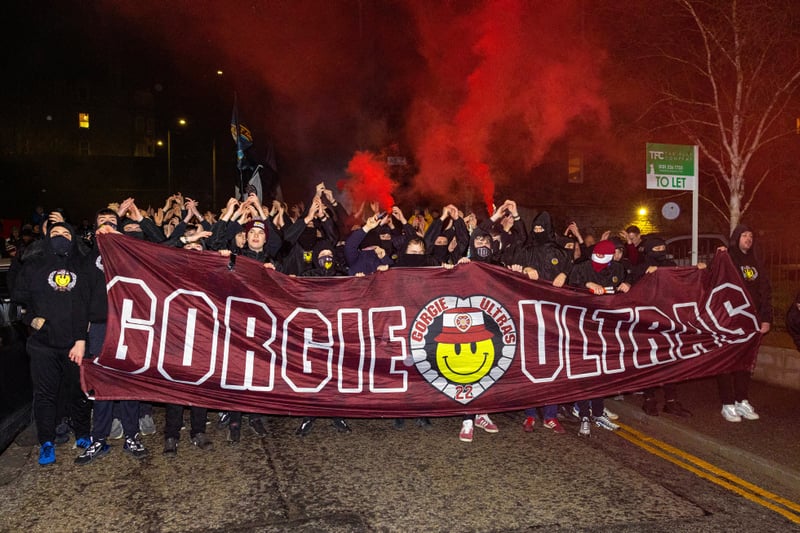 The Gorgie ultras were out in force outside the stadium pre-match.