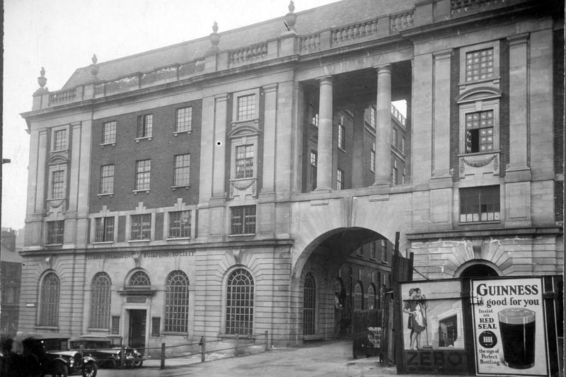 The head office of Leeds Permanent Building Society pictured in April 1931. It had opened the previous year on May 15, 1930. The arched entrance was to Cross Fountain Street. The Society was founded in 1846. By the time of its 10th birthday, the Society had 3,500 members and was proudly proclaiming itself to be the largest building society in the world.