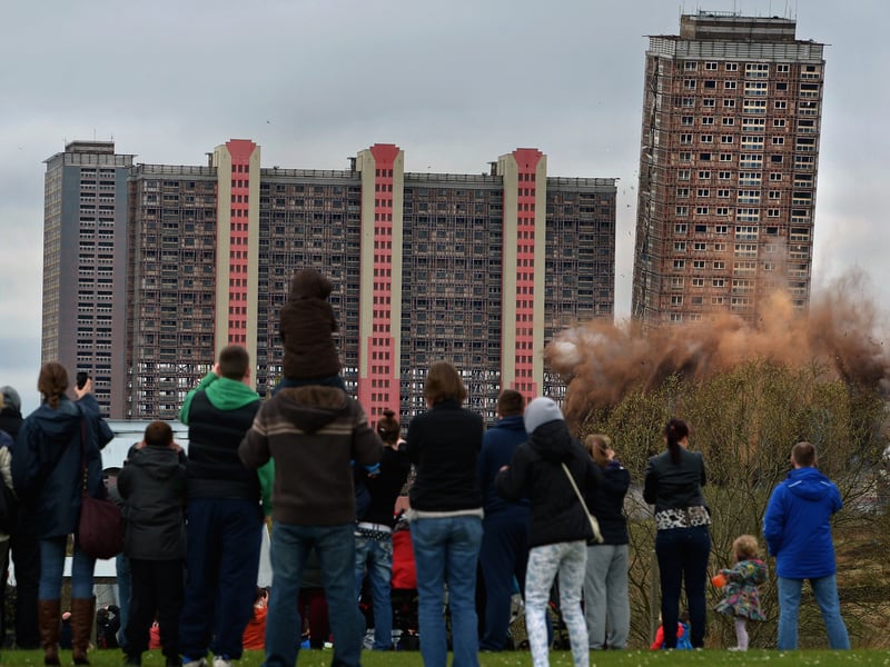 This was the second of eight of the Red Road tower blocks to be demolished, the remaining six high rises built in the 1960's are to be taken away by 2017. 