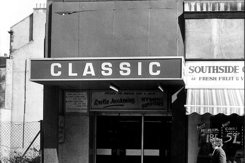 The Classic cinema in Nicolson Street, originally called La Scala Electric Theatre, which opened in 1912 as a theatre-cum-cinema.   It changed its name in April 1974 after a change of ownership and began to show adult or erotic films.