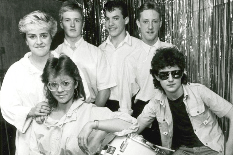 The Rumours at the Charles Young Centre in December 1986. Pictured, front, left to right are: Leigh Chandler, Adele Keenan and Paul Sweeny; back, Kev Bonner, Lee Carmen and Richie Baxendale. Remember this? 