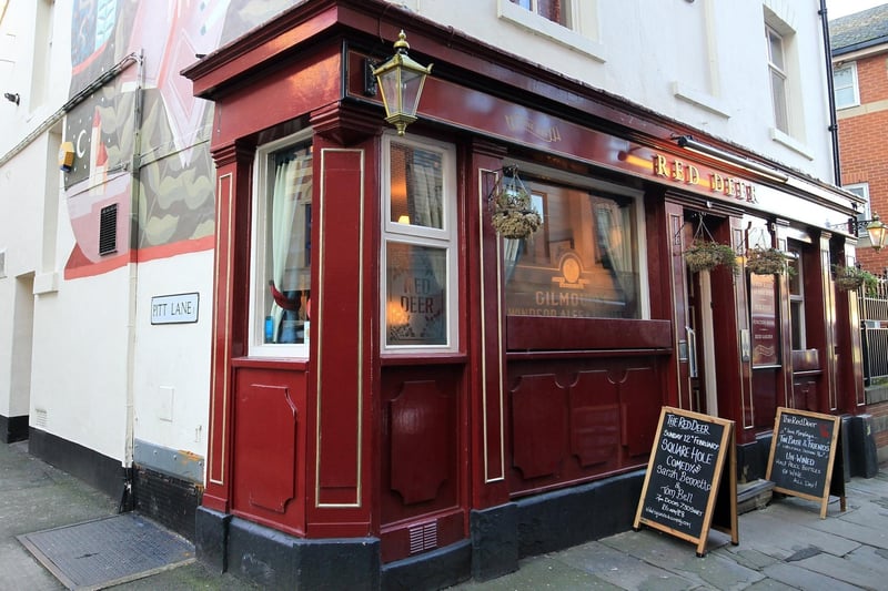 The Red Deer, on  Pitt Street, in Sheffield city centre, serves a menu of pub classics, including a great range of pies. Choose from traditional steak and ale, or 
chicken and mushroom, or try something a little different such as lamb and mint or rabbit. There are also vegetarian options.