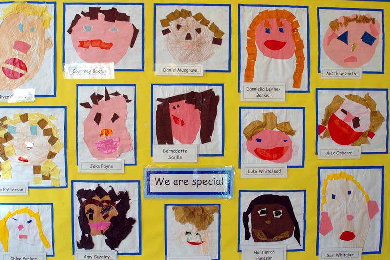 Self-portraits by pupils at Holy Trinity Primary School. Pictured in September 2001. 