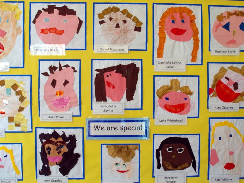 Self-portraits by pupils at Holy Trinity Primary School. Pictured in September 2001.