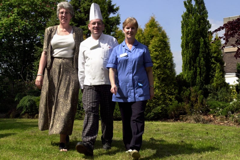 Staff from Cookridge Hospital who were preparing to trek along the Great Wall of China to raise money for hospital funds. Pictured in May 2004, from left, are Janet Moody, Stuart Robinson and Anita Butcher.