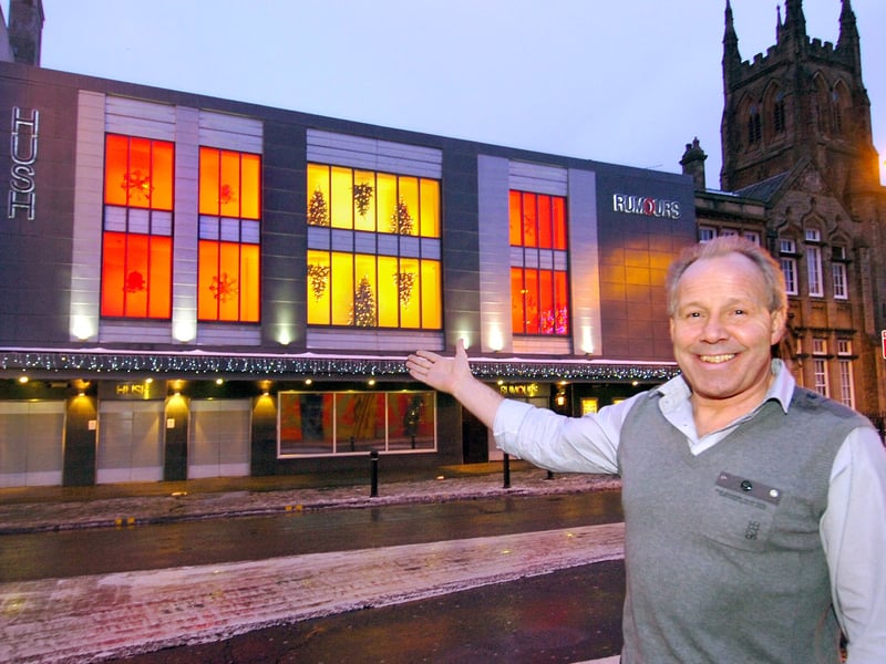 Geoff Moore and his fantastic widow display at Rumours in Talbot Square 