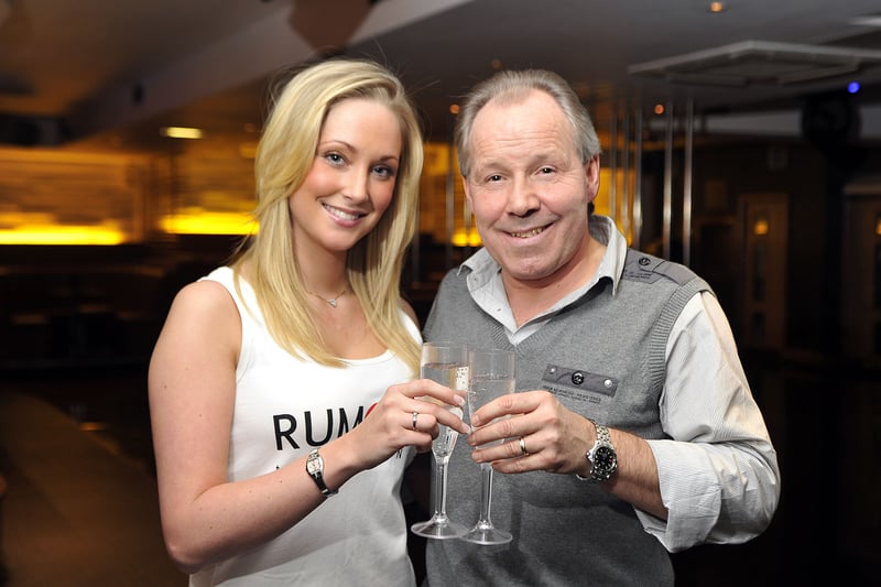 Miss Blackpool Jessica Berry and Rumours owner Geoff Moore