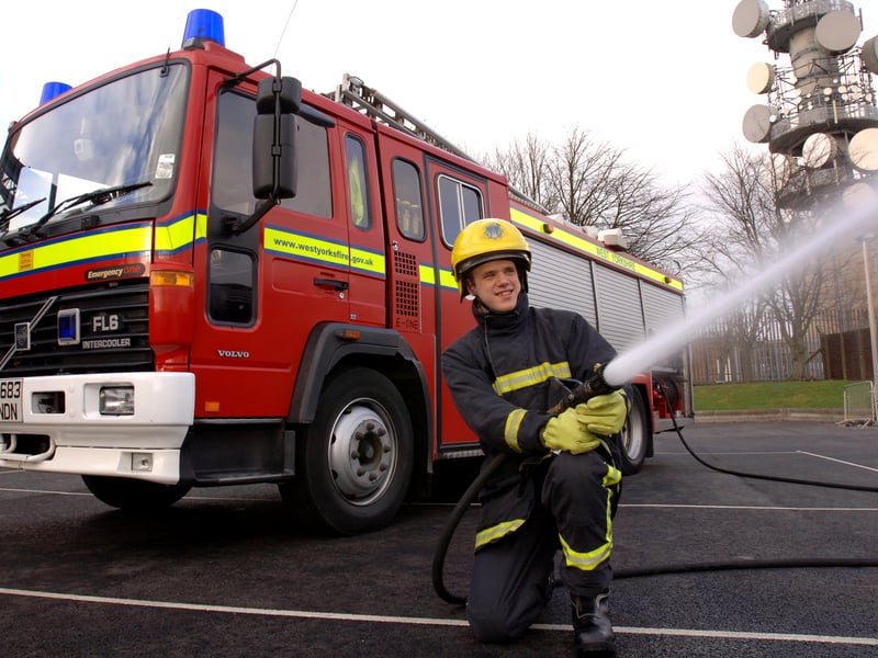 Cookridge Fire Station firefighter Martyn Bleasdale in action. Pictured in January 2007.