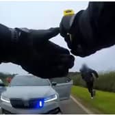 Footage shared on social media by Derbyshire Police, for Channel Five documentary they took part in, Traffic Cops, shows a police pursuit drama