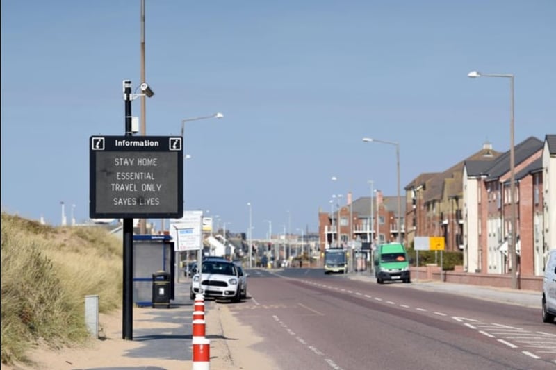 Information boards on a deserted Clifton Drive North