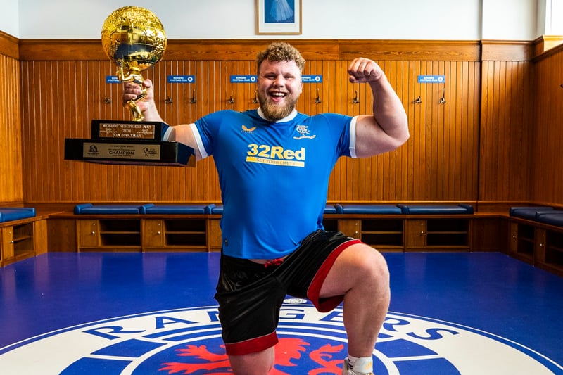 Winner of the World's Strongest Man, Stoltman is a regular visitor to Ibrox and is known to love the club. He has teamed up with the Rangers media team many times for social media posts.