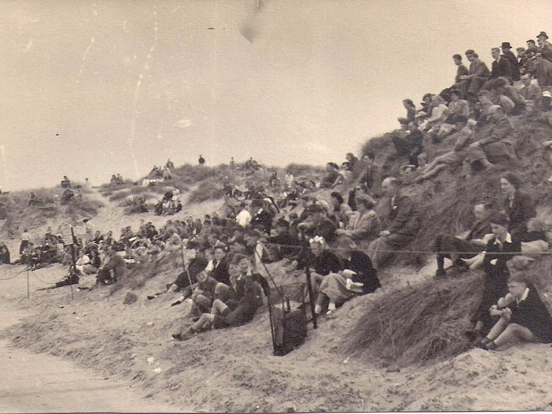 The car park at the end of Fairhaven Road and Derbe Road, St Annes. The occasion was a motor gymkhana held by the Lytham St. Annes and District Motor Club