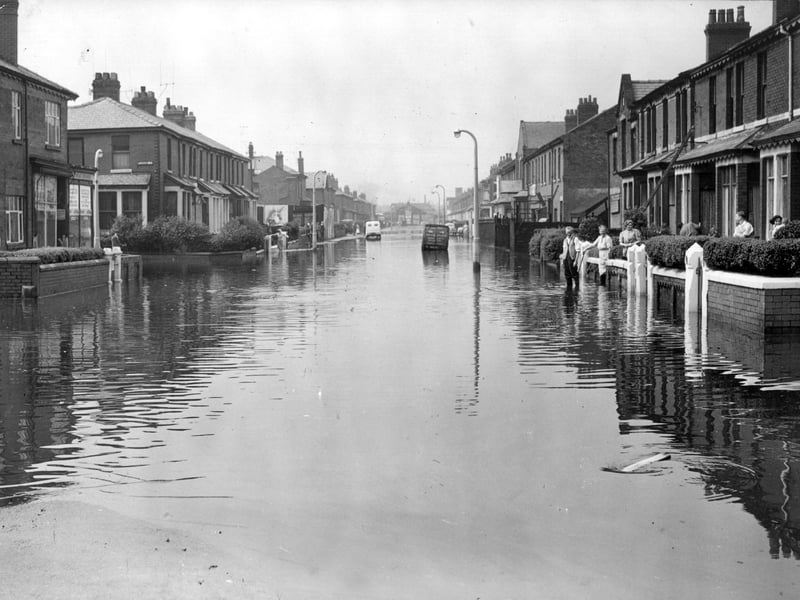Residents in Gorton St, Blackpool were badly hit by the flash floods of 1956