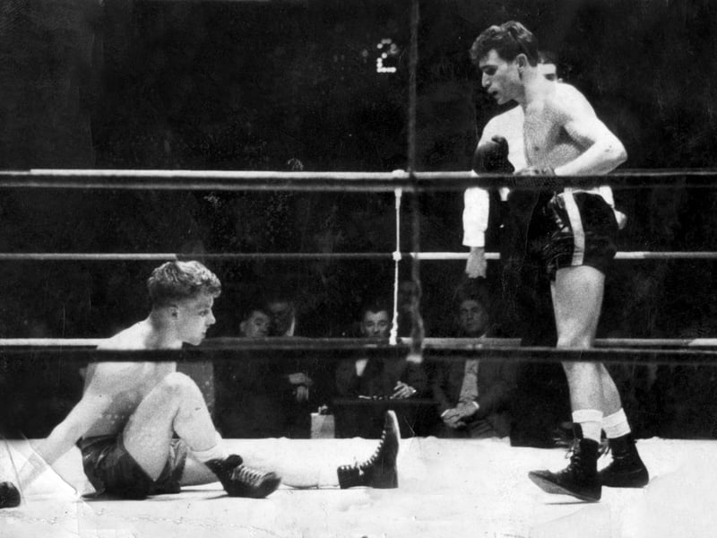 Brian Petherwick decks Eddie Sykes in a fight at the Tower