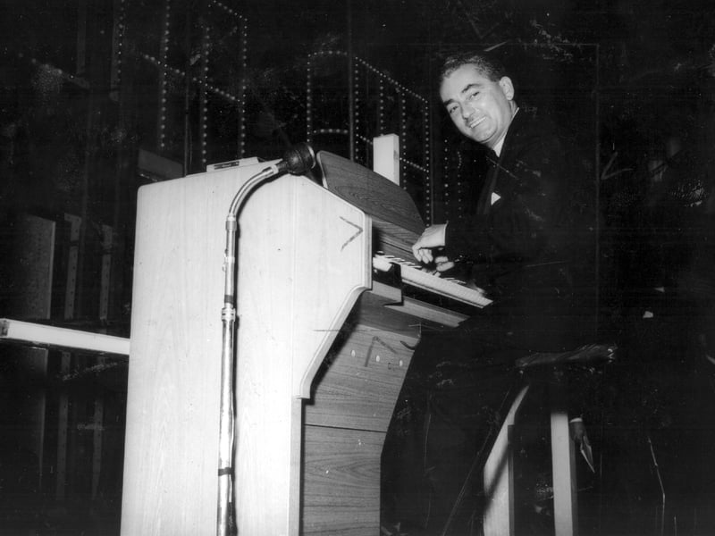 One of Blackpool's most popular entertainers Reg Dixon keeping the crowd happy