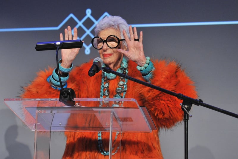 ST LOUIS, MO - NOVEMBER 04: Saint Louis Fund 2015 Honoree Iris Apfel accepts her award during the Saint Louis Fashion Fund Gala 2015 on November 4, 2015 in St Louis, Missouri. (Photo by Fernando Leon/Getty Images for Saint Louis Fashion Fund)